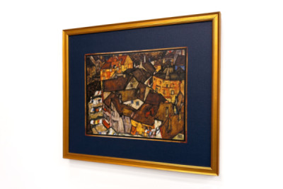 Croissant de maisons, Krumau (actuelle Český Krumlov, Tchécoslovaquie) - Croissant de maisons, Krumau (La petite ville V), par Egon Schiele (1890-1918) - Egon Schiele