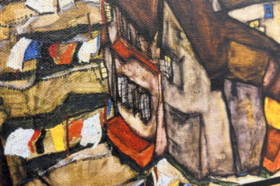 Croissant de maisons, Krumau (actuelle Český Krumlov, Tchécoslovaquie) - Croissant de maisons, Krumau (La petite ville V), par Egon Schiele (1890-1918) - Egon Schiele