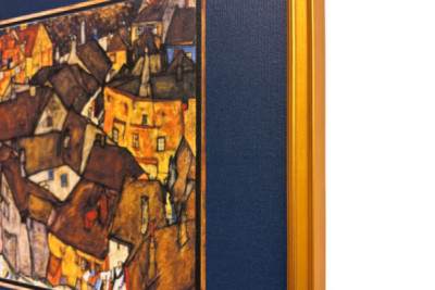 Croissant de maisons, Krumau (actuelle Český Krumlov, Tchécoslovaquie) - Croissant de maisons, Krumau (La petite ville V), par Egon Schiele (1890-1918) - Egon Schiele