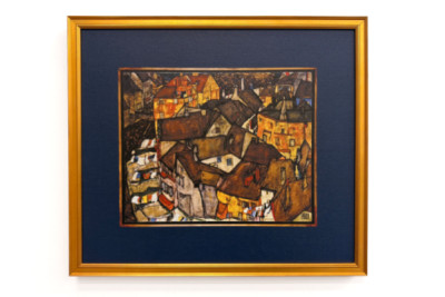 Croissant de maisons, Krumau (actuelle Český Krumlov, Tchécoslovaquie) - Croissant de maisons, Krumau (La petite ville V), par Egon Schiele (1890-1918) - Egon Schiele
