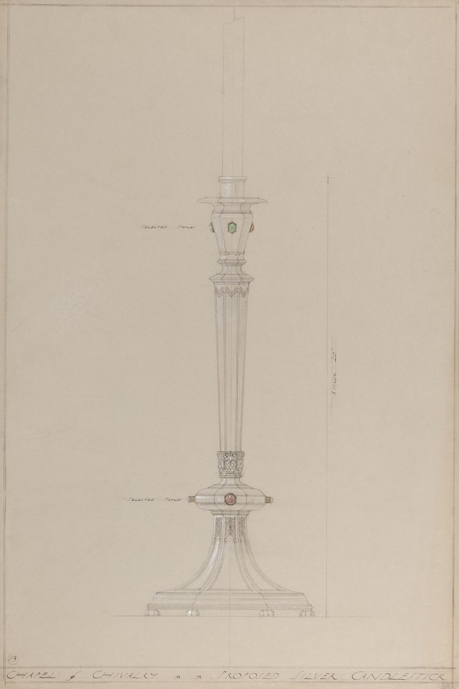 Chapelle de la Chevalerie : candélabre en argent proposé - A. Edward Jones and Co.