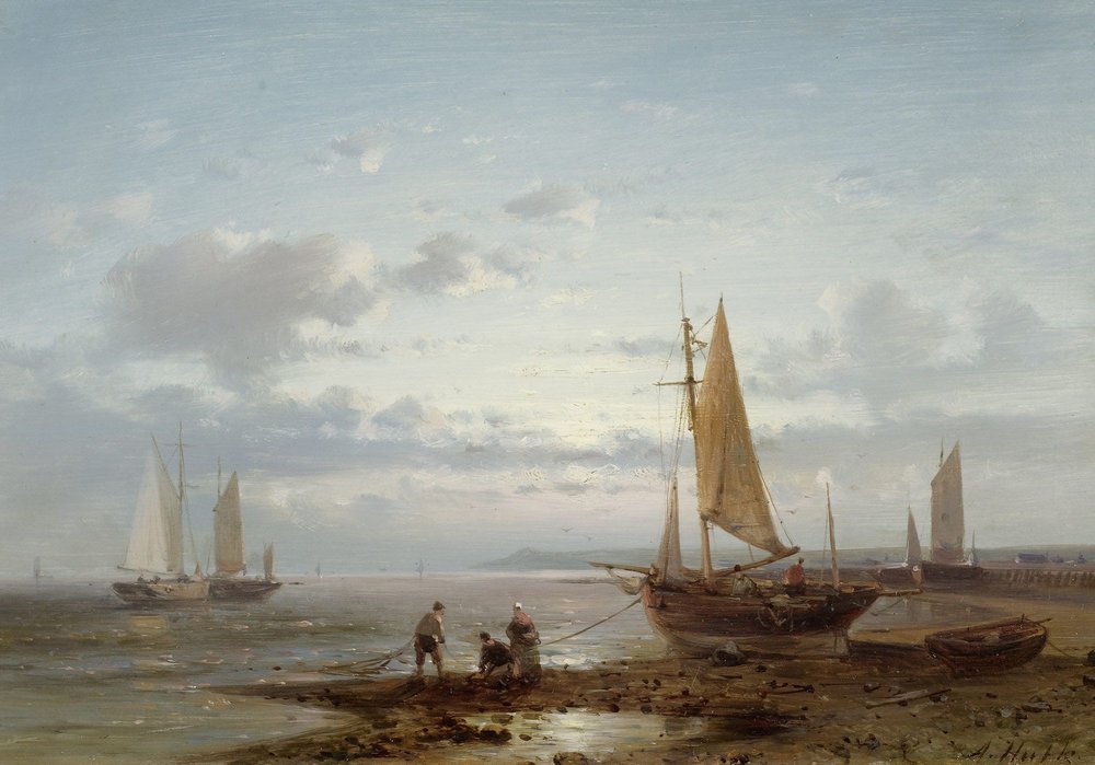 Vue de plage avec pêcheurs - Abraham Hulk