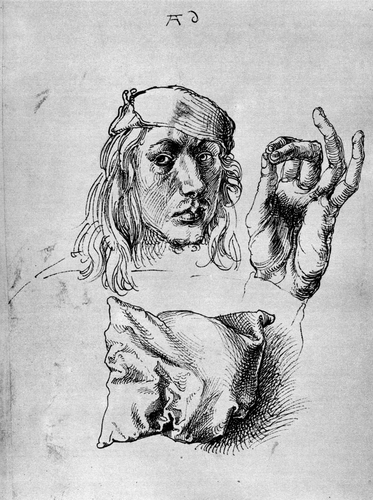 Autoportrait avec un coussin, 1493, 1936 - Albrecht Dürer