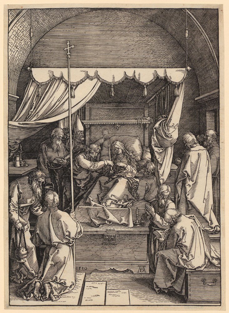 Mort de la Vierge, feuille 18 de la série «La Vie de la Vierge» - Albrecht Dürer