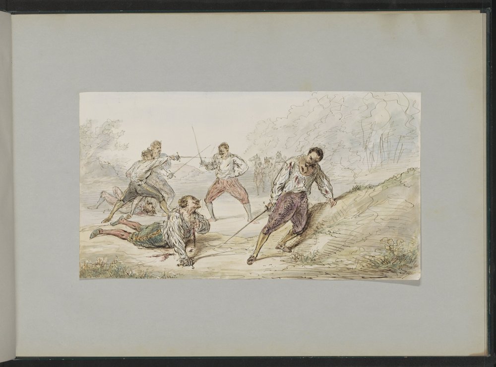 Paysage avec hommes en duel - Alexander Ver Huell