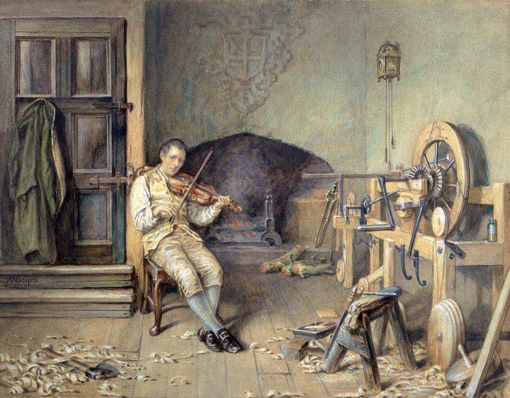Samuel Crompton (1753-1827) inventant sa mule à filer, 1895 - Alfred Walter Bayes