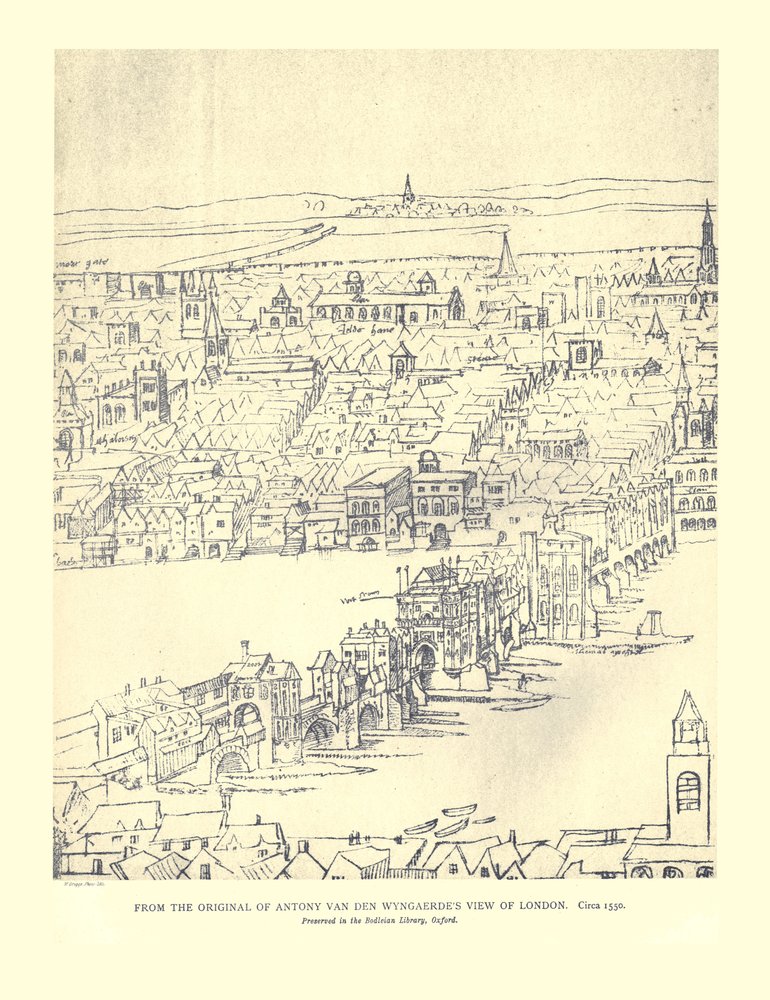 Vue de Londres par Van Den Wyngaerde, vers 1550, 1886