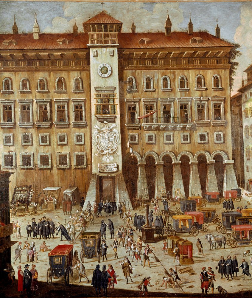 Place du tribunal de la Vicaria à Naples à l