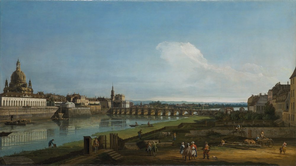 Vue de Dresde avec la Frauenkirche à gauche - Bernardo Bellotto