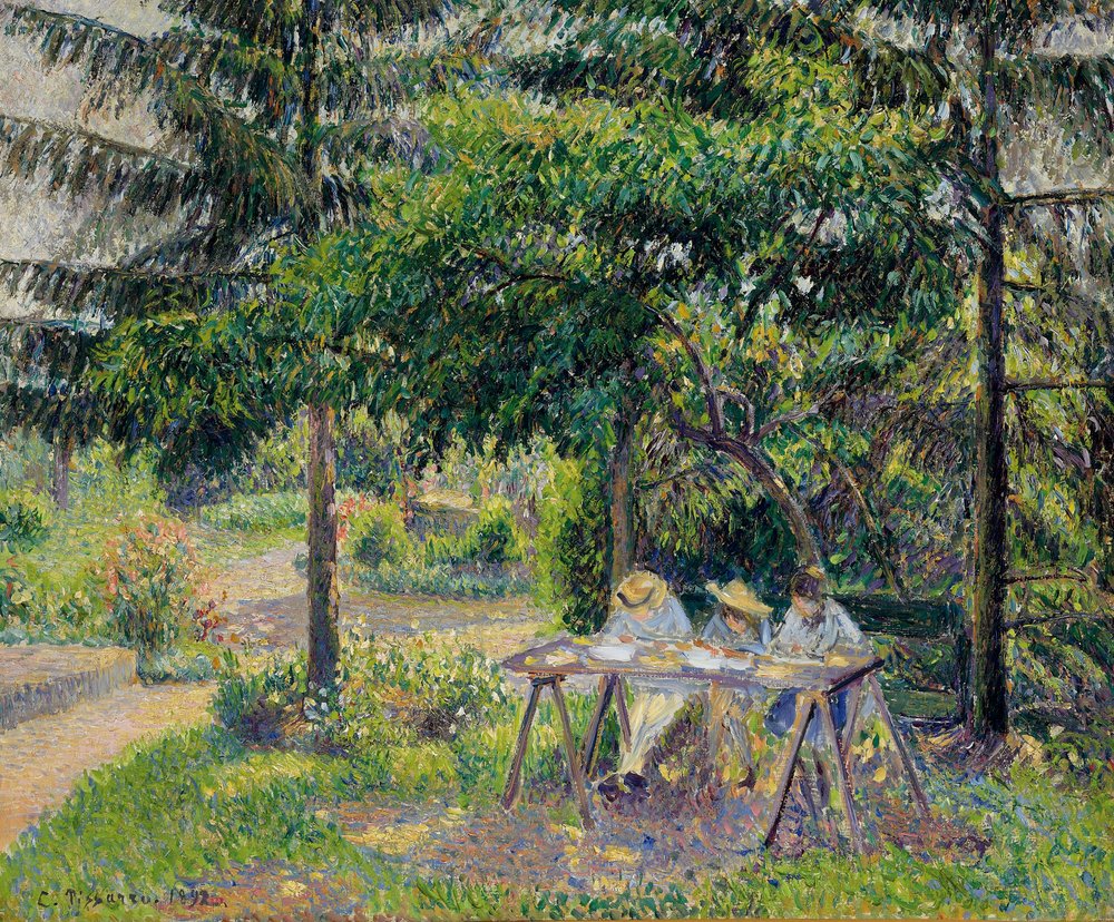 Enfants attablés dans le jardin à Éragny - Camille Pissarro