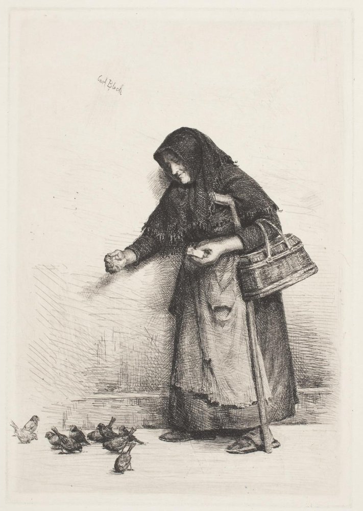 La femme aux moineaux - Carl Bloch