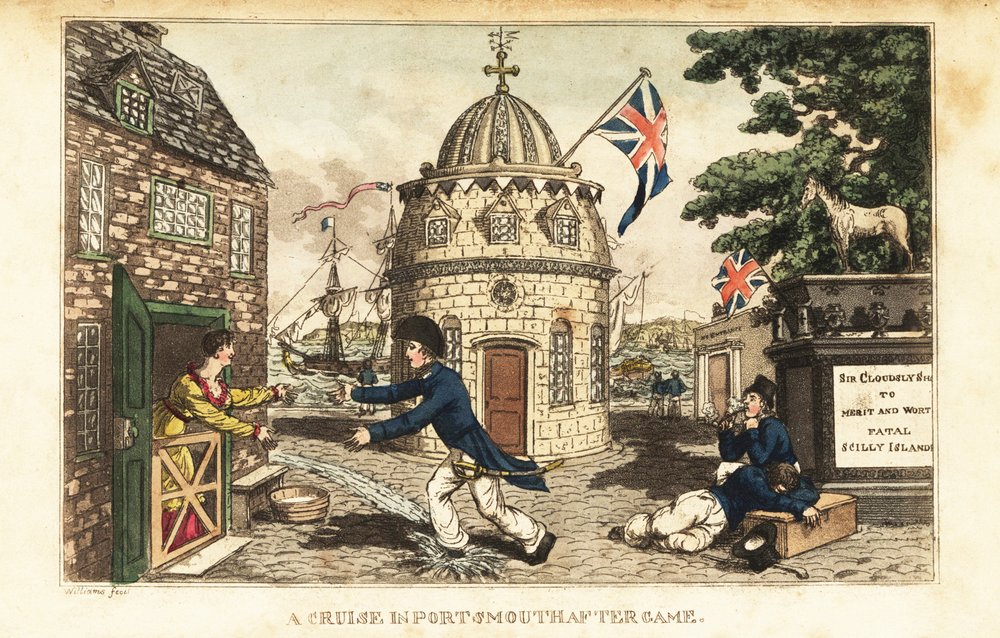 Johnny Newcome en permission à terre rendant visite à Poll Raffle, une prostituée à Prospect Row - Charles (c.1797-1850) (after) Williams