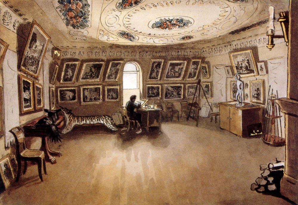 Autoportrait dans un intérieur 1860, par Carl Von hampeln (1808-1880). Peintre russe/autrichien. - Charles de Hampeln