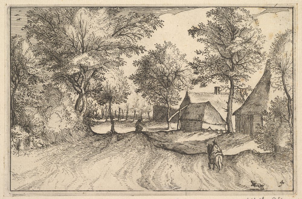 Route de village, planche 4 de Regiunculae et Villae Aliquot Ducatus Brabantiae, vers 1610 - Claes Jansz Visscher
