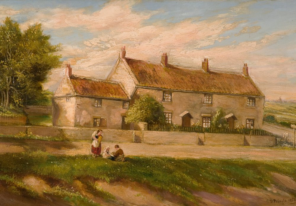 Scène rurale avec rangée de cottages, 1851 - David Pringle
