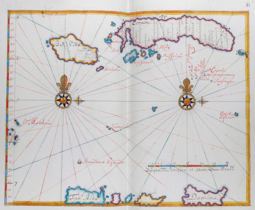 Carte de Bouro et Ceram (Seram), Indonésie - Dutch School