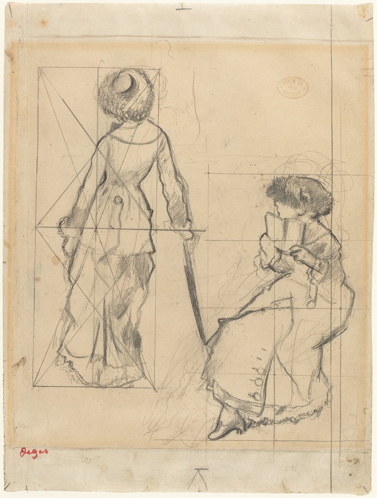 Étude pour "Mary Cassatt au Louvre" (recto) - Edgar Degas