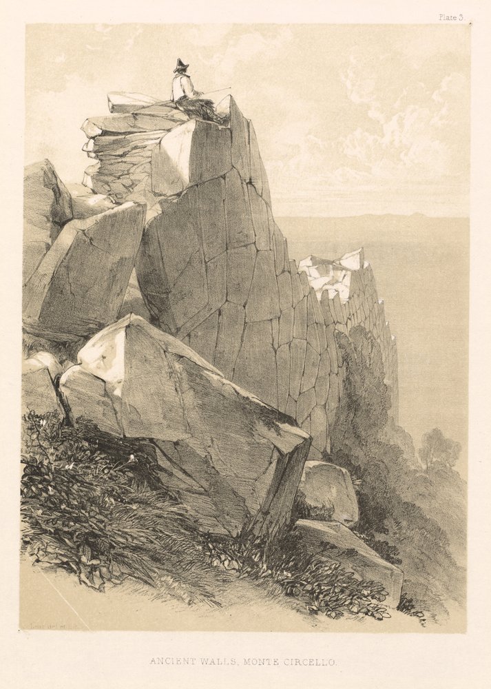 Excursion illustrée en Italie vol. II : Murs anciens, Monte Circello, 1846 - Edward Lear