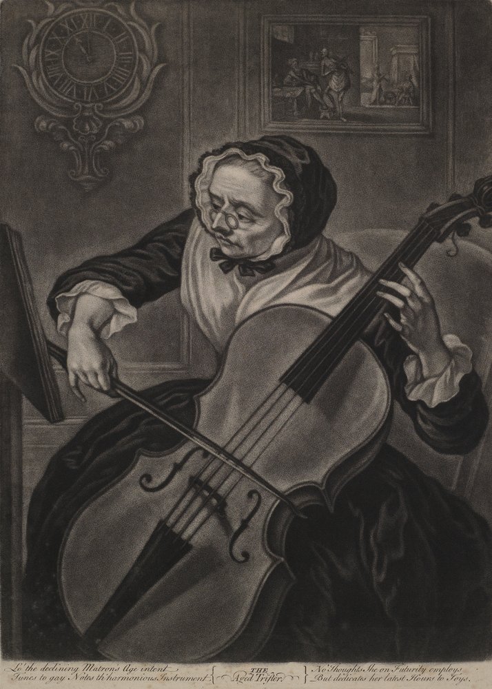 Le Vieil Amuseur, vers 1750 (mezzotinte) - English School
