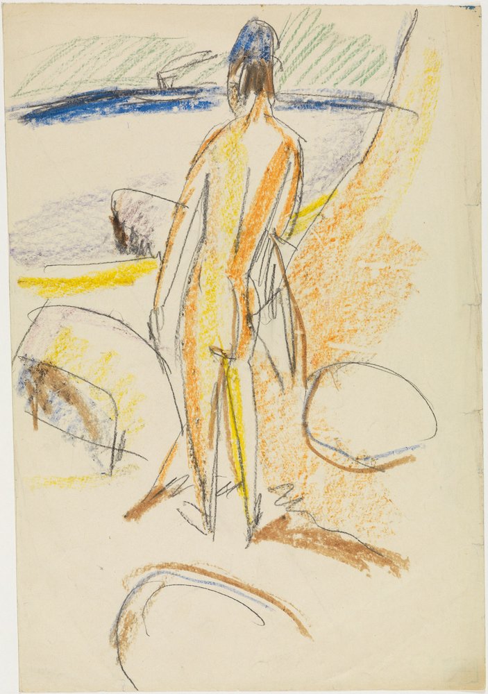 Nu de dos debout « Près des rochers » (Fehmarn) - Ernst Ludwig Kirchner
