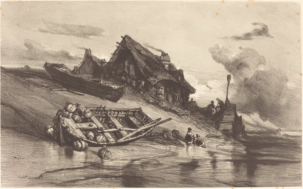 Chaumières de pêcheurs - Eugene Isabey