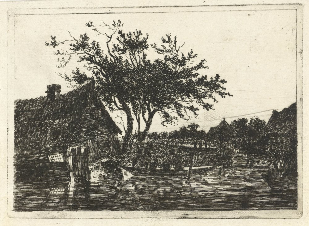 Paysage fluvial avec ferme - François Joseph Pfeiffer (II)