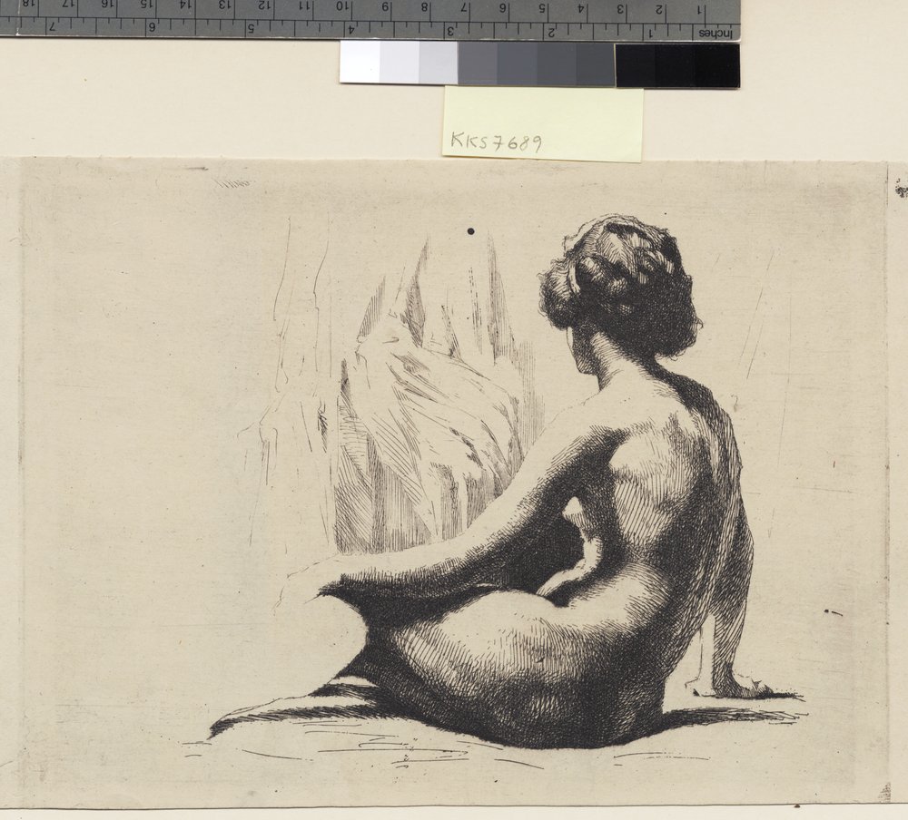 Modèle féminin nu assis sur le sol - Frans Schwartz