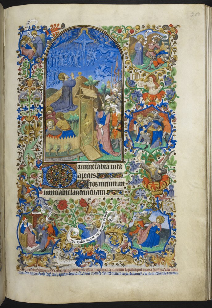 Heures de la Passion: Agonie dans le jardin, avec des scènes supplémentaires dans la bordure, du Livre d