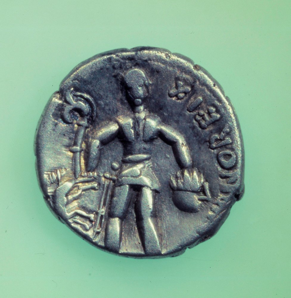 Civilisation gauloise : pièce des Éduens représentant un guerrier - Gaulish Gaulish