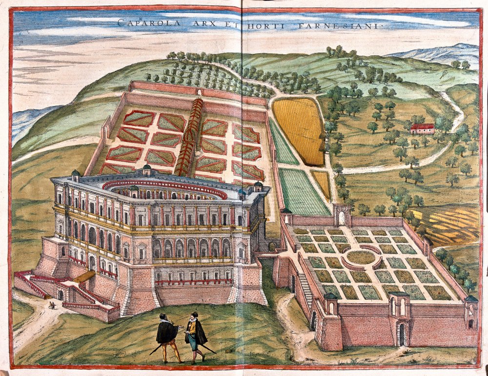 Caprarola et ses jardins, Italie - dans "Civitates Orbis Terrarum" de Georg Braun, Cologne 1617 - Georg Braun