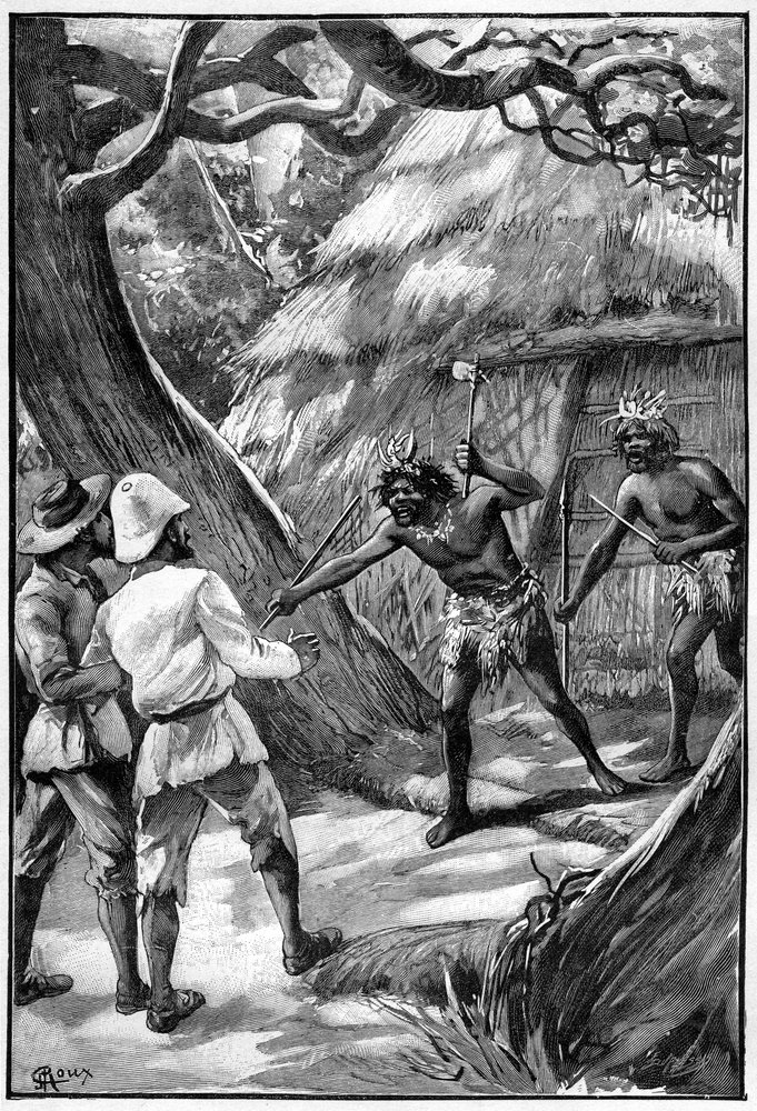 Illustration de George Roux pour le livre de Jules Verne Le Village ...