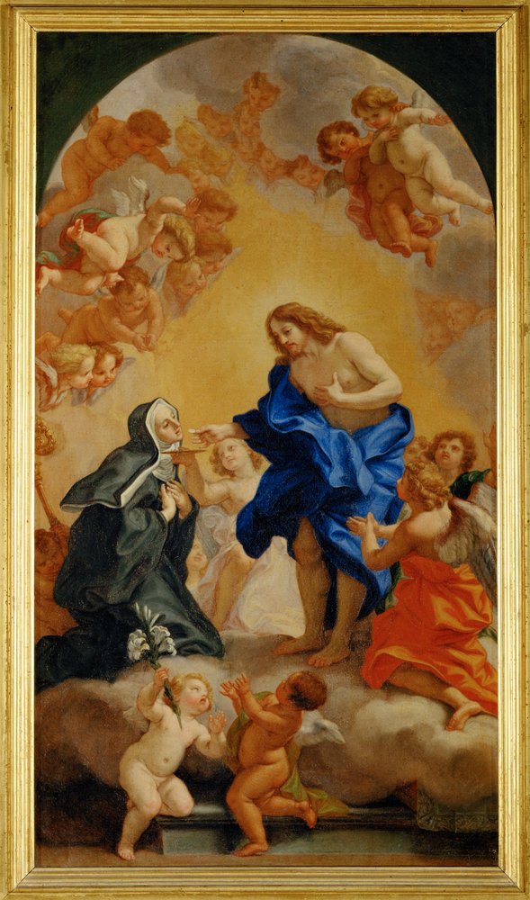 Une bienheureuse abesse recevant la communion des mains du Christ - A ...