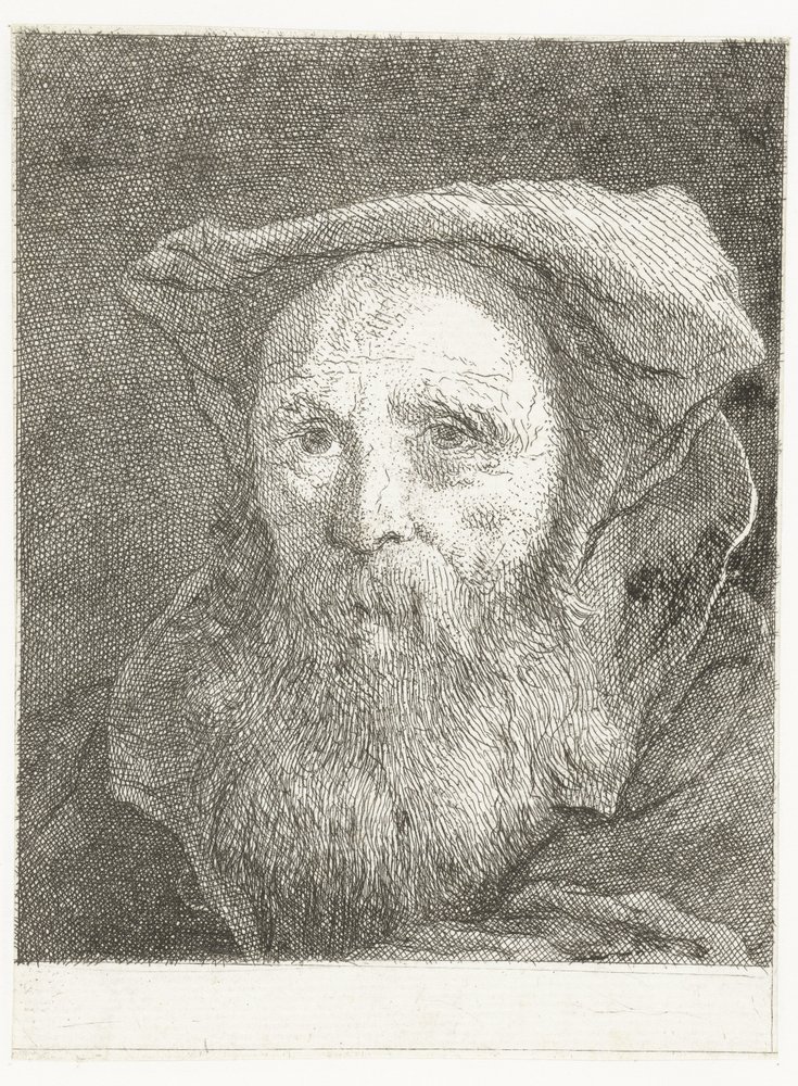 Vieil homme avec barbe et béret (Verzameling hoofden) (Raccolta di Teste) - Giovanni Domenico Tiepolo
