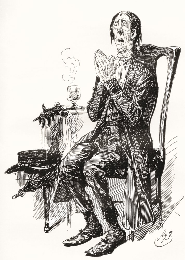 Stiggins. Illustration de Harry Furniss pour le roman de Charles Dickens Les Papiers posthumes du Pickwick Club, de l