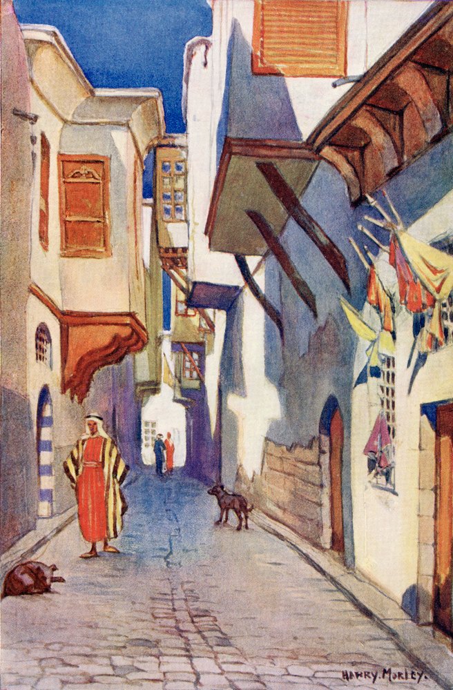 Une rue de Damas, Syrie, vers 1910, tiré de A Book of Modern Palestine ...