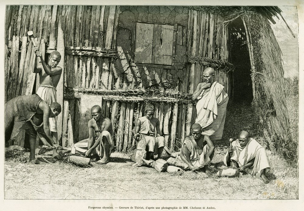 Forgerons abyssins. Gravure d
