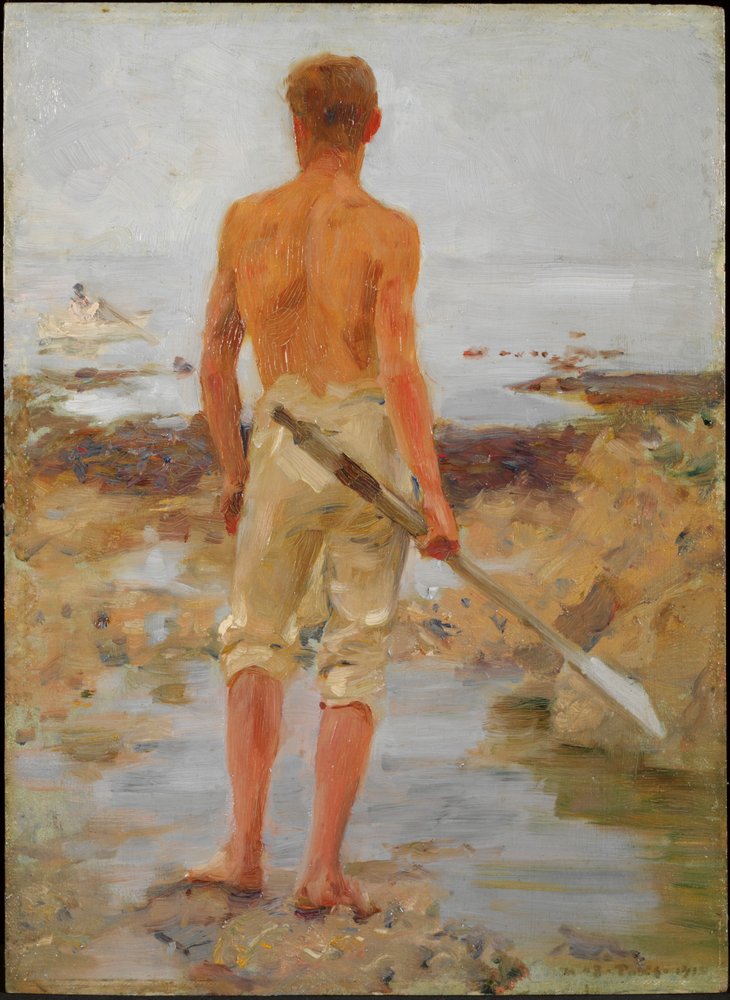 Un garçon avec une rame - Henry Scott Tuke