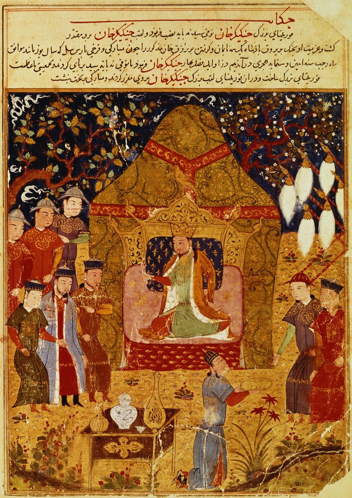 Gengis Khan dans sa tente par Rashid al-Din | Islamic School