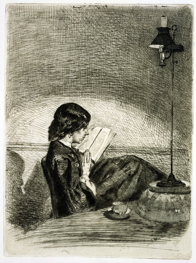 Lecture à la lumière de la lampe, 1858 - James Abbott McNeill Whistler