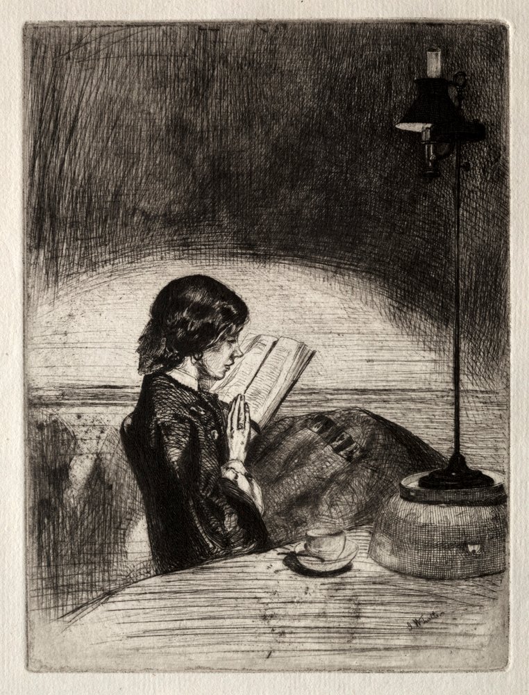 Lecture à la lumière de la lampe, 1859 - James Abbott McNeill Whistler
