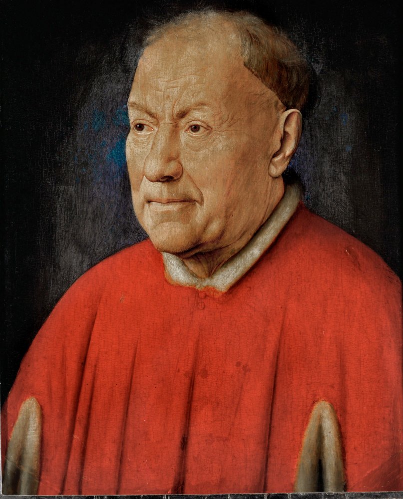 Cardinal Niccolo Albergati, envoyé papal aux Pays-Bas espagnols ... (huile sur bois de chêne) - Jan van Eyck