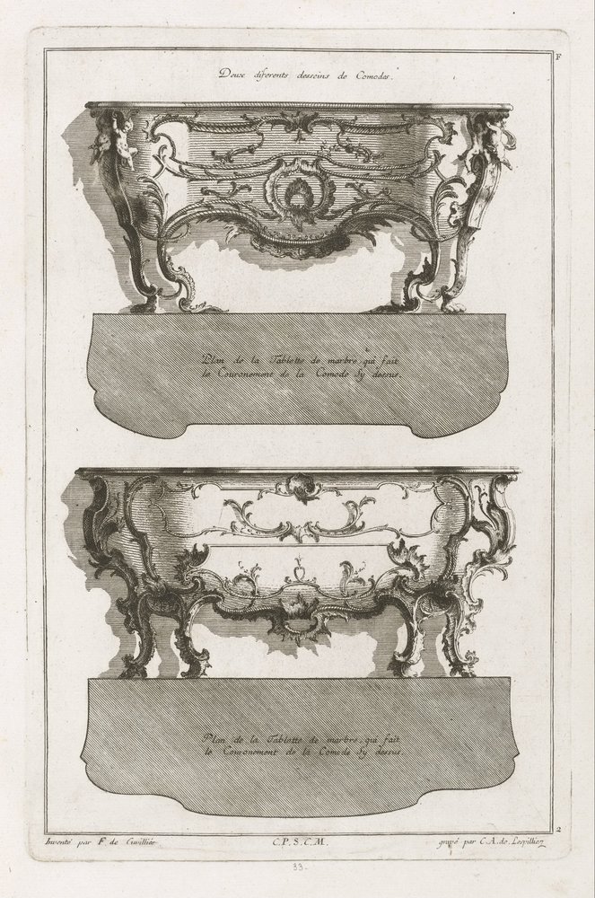 Deux différents desseins de commodes - Jean-François Cuvilliés
