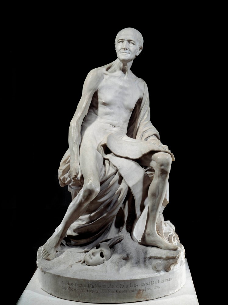 François-Marie Arouet dit Voltaire nu (1694-1778). Sculpture en marbre par Jean-Baptiste Pigalle (1714-1785) 1776 - Jean-Baptiste Pigalle