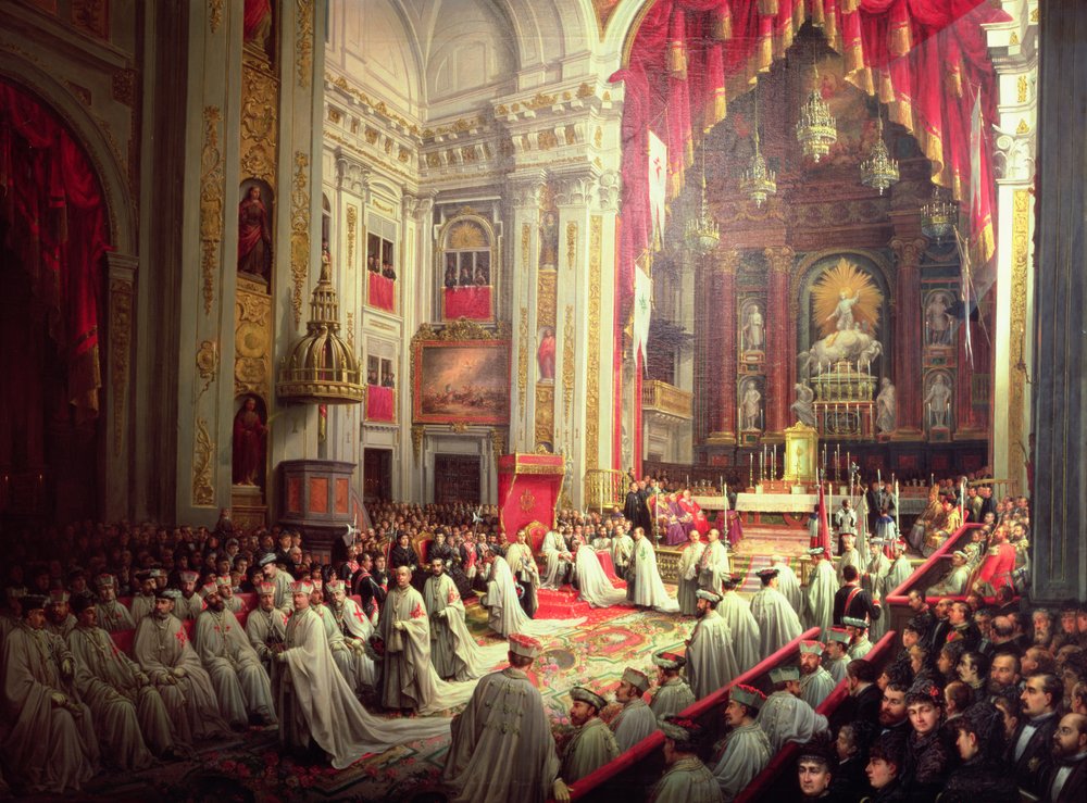 Investiture du roi Alphonse XII (1857-85) en tant que Grand Maître des Ordres militaires - Joaquin Siguenza