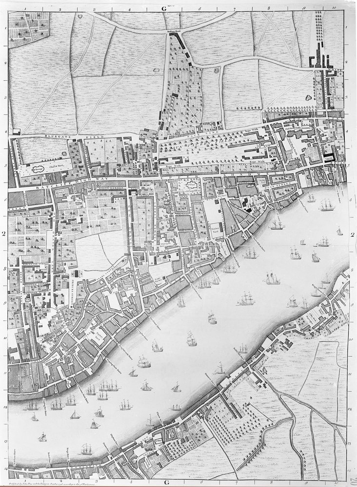 Une carte de Wapping, Londres, 1746 - John Rocque