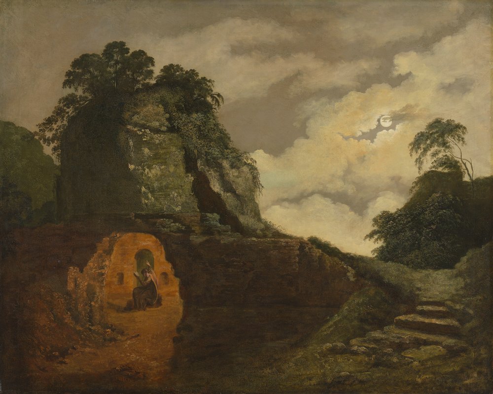 Tombeau de Virgile au clair de lune, avec Silius Italicus - Joseph Wright of Derby