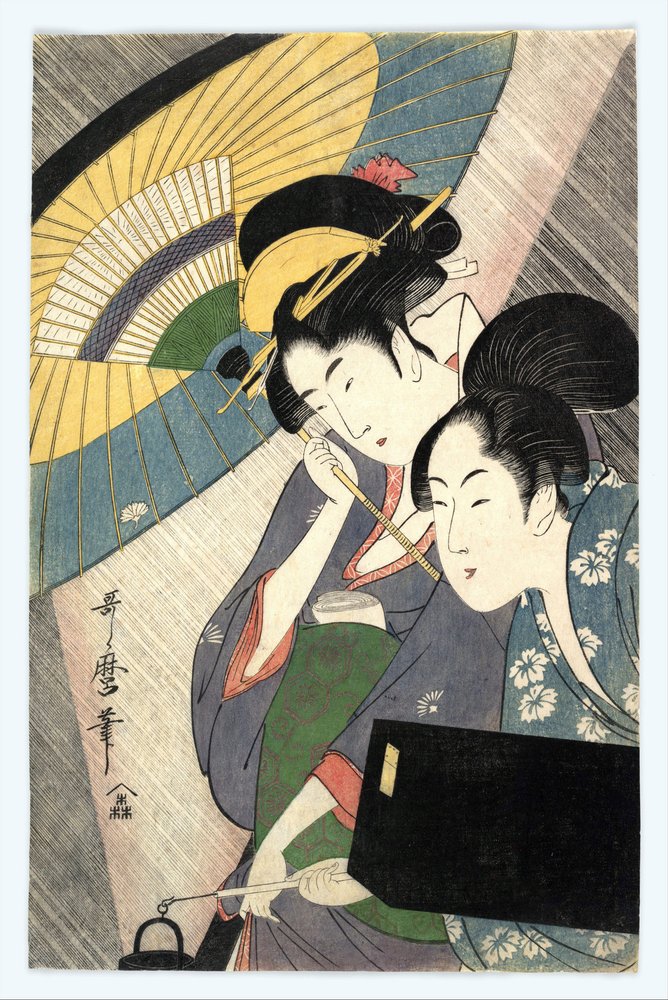 Deux femmes sous un parapluie - Kitagawa Utamaro
