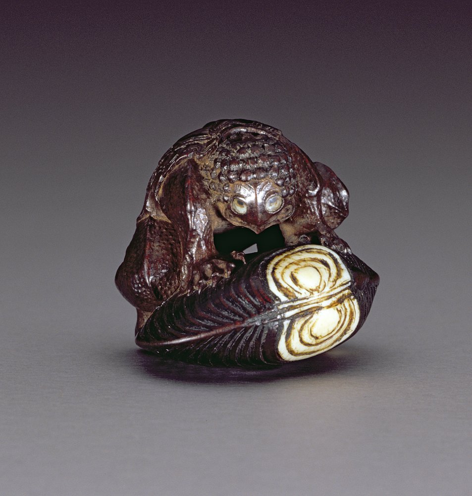 Netsuke représentant un kappa accroupi sur une coquille de palourde, 1860-80 - Komin