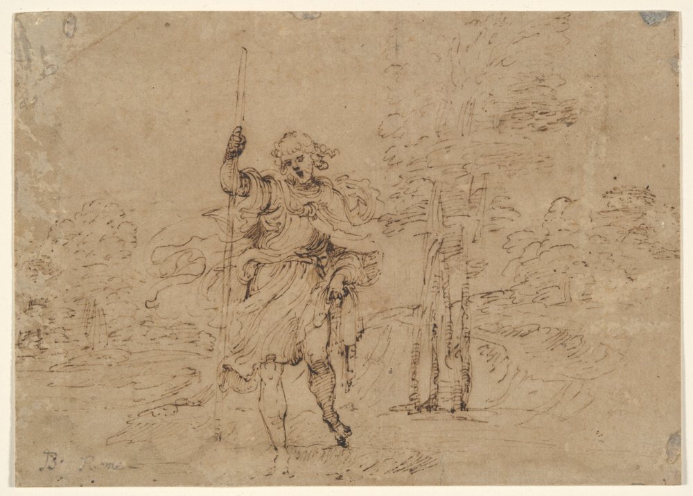 Saint Christophe (ou Saint Roch ?) dans un paysage - Lodovico Carracci