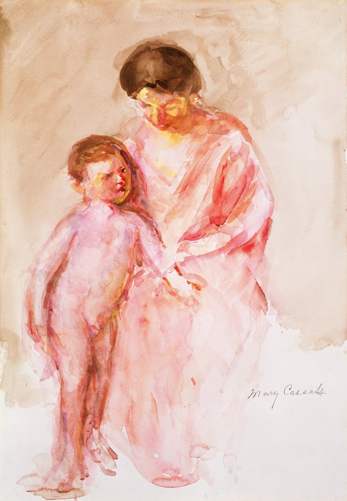 Femme avec un garçon nu à ses côtés - Mary Cassatt